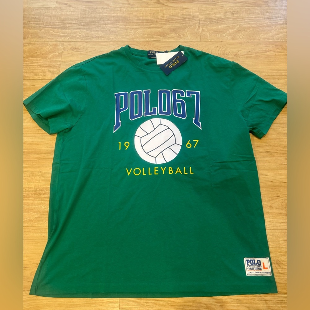 Polo Ralph Lauren Men’s Classic Fit RL 67 Volleyball Graphic T-Shirt Green NWT L